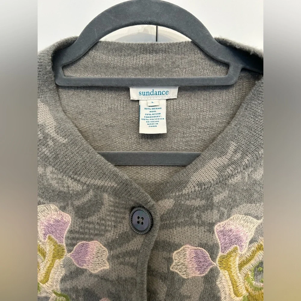 Sundance Gray Floral Embroidered Coat - Picture 4 of 5